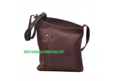 Leather Bag For Women's Buffalohide Genuine Leather Mini Purse Small Cross body Shoulder Bag Brown